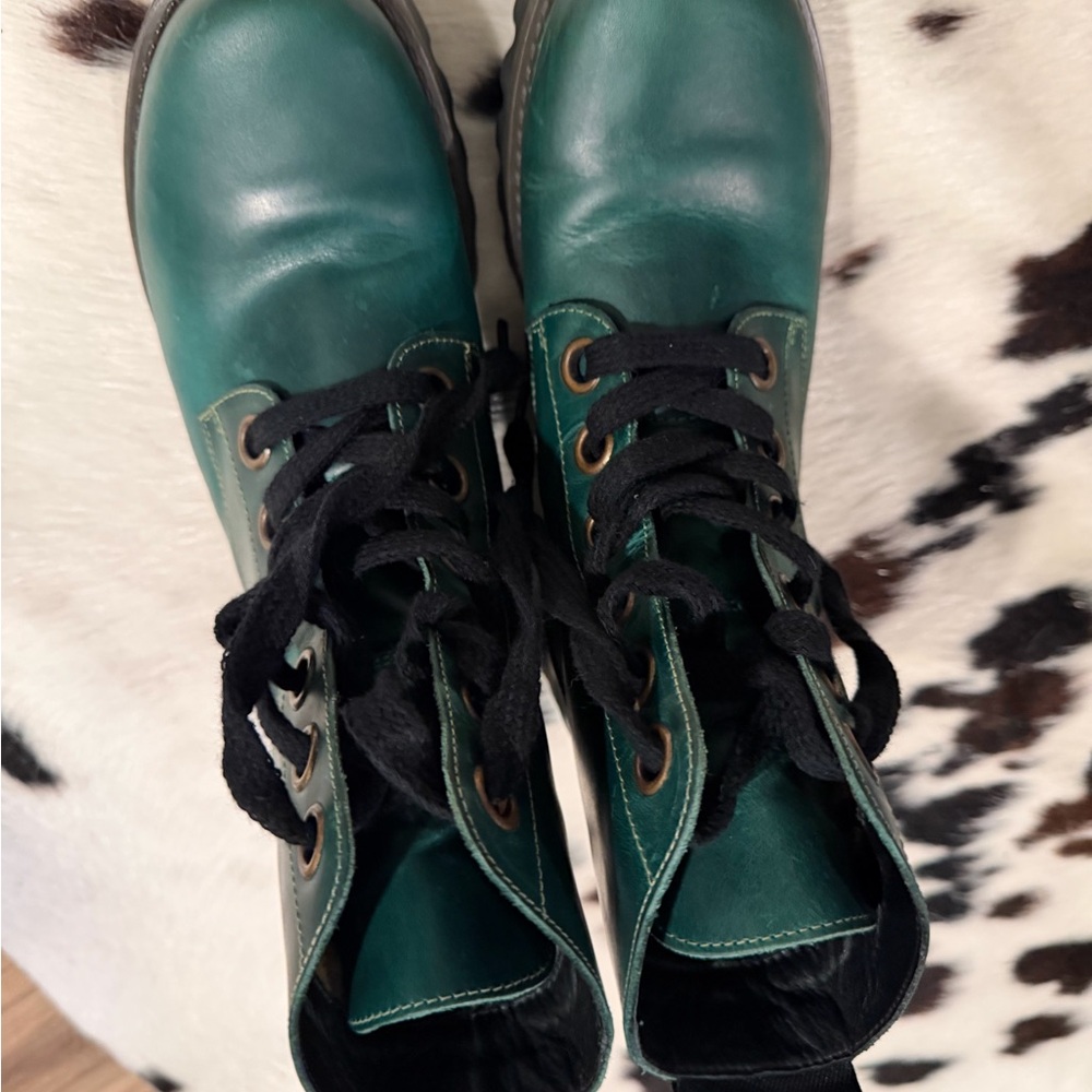 Fly London Green Ragi Combat Boots